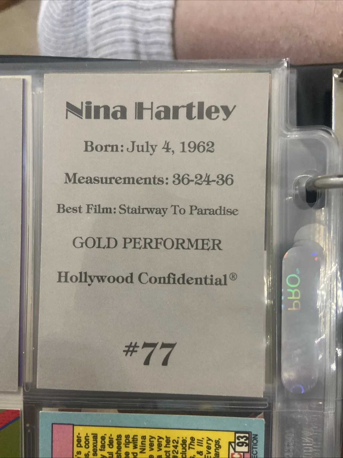 Nina Hartley Signed Hollywood Confidential Card #77 Autographed Porn Star legend, изображение 2