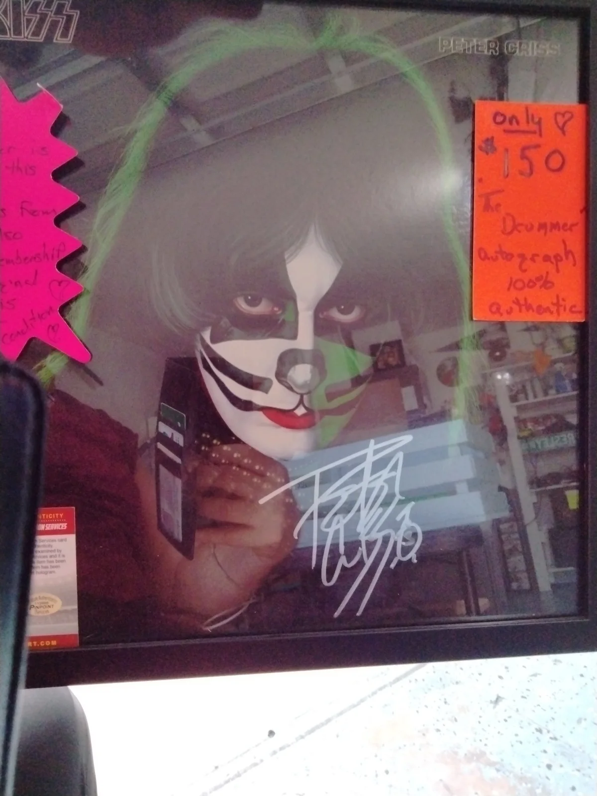 Peter Criss — Peter Criss *Catman!! Original KISS!!*-PSAS CERT SOLO ALBUM INSIDE GLASS FRAME, image 3