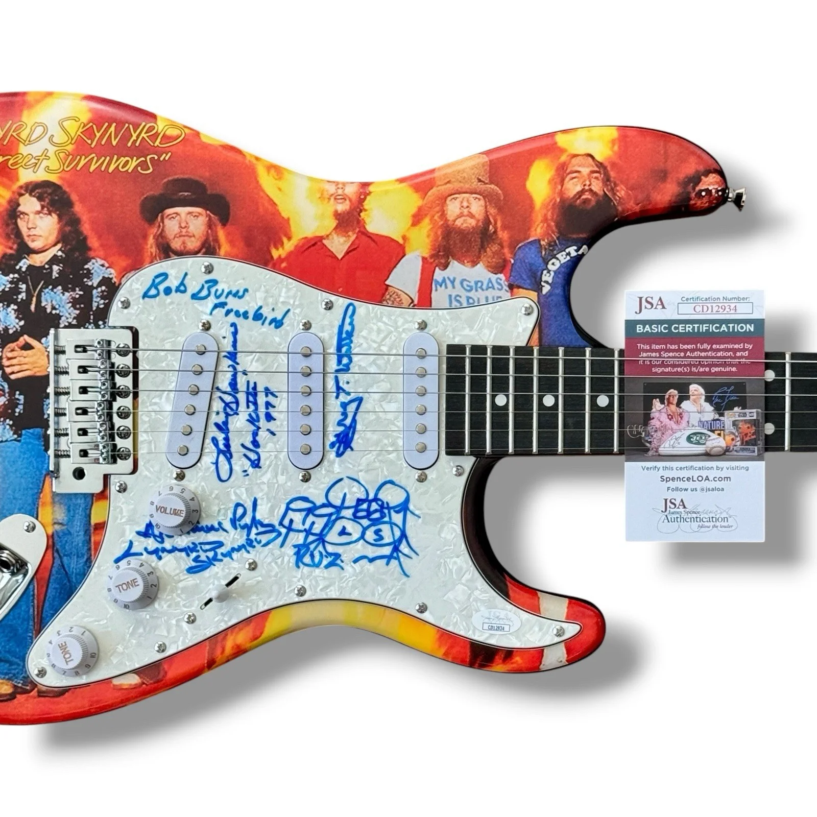 Lynyrd Skynyrd Signed Guitar Custom Graphics JSA COA BURNS PYLE WALKER HAWKINS, image 2