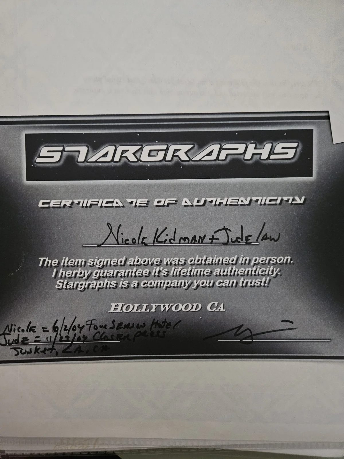 Jude Law, Nicole Kidman — Autograph Photo, image 2