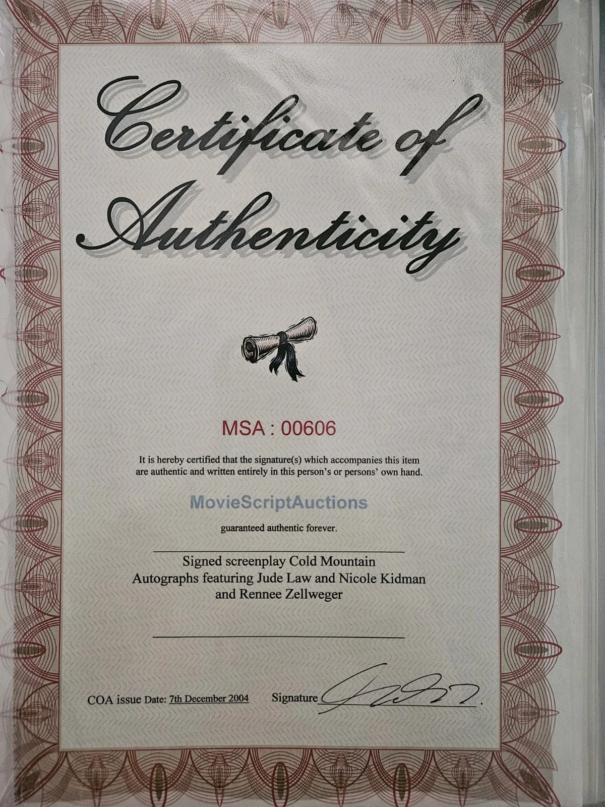 Nicole Kidman, Jude Law, Renee Zellweger — Autograph Movie Script, изображение 2