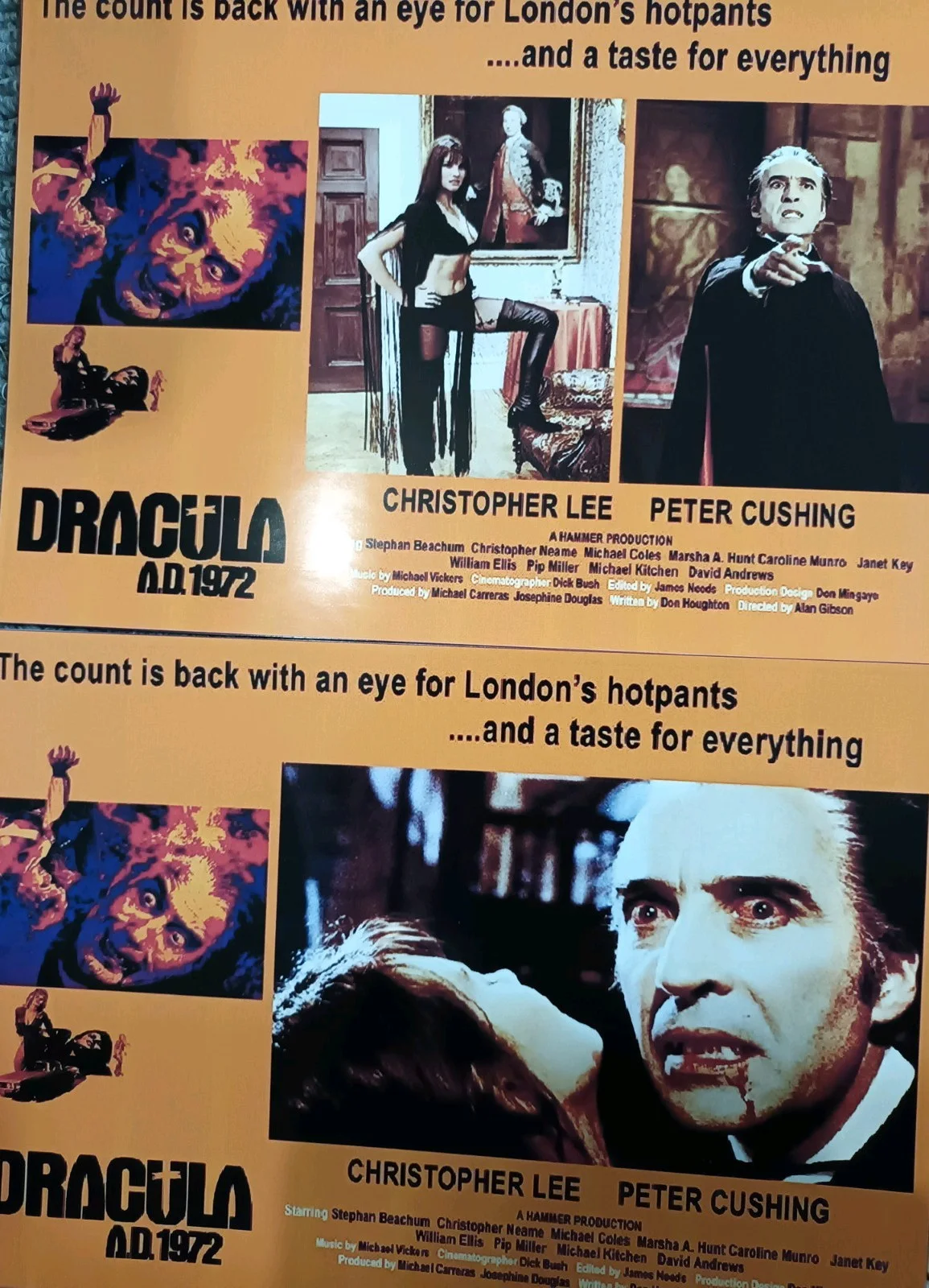 Dracula 1972AD (HammerHorror). 10 rare glossy 10x8ins Lobby Cards/8 Bookmarks., image 5