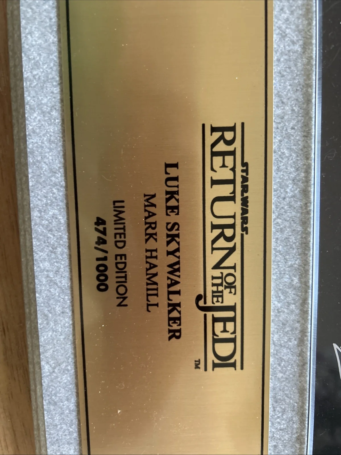 Mark Hamill Signed Autograph Plaque ROTJ Return Jedi Limited Edition 474/1000, image 3
