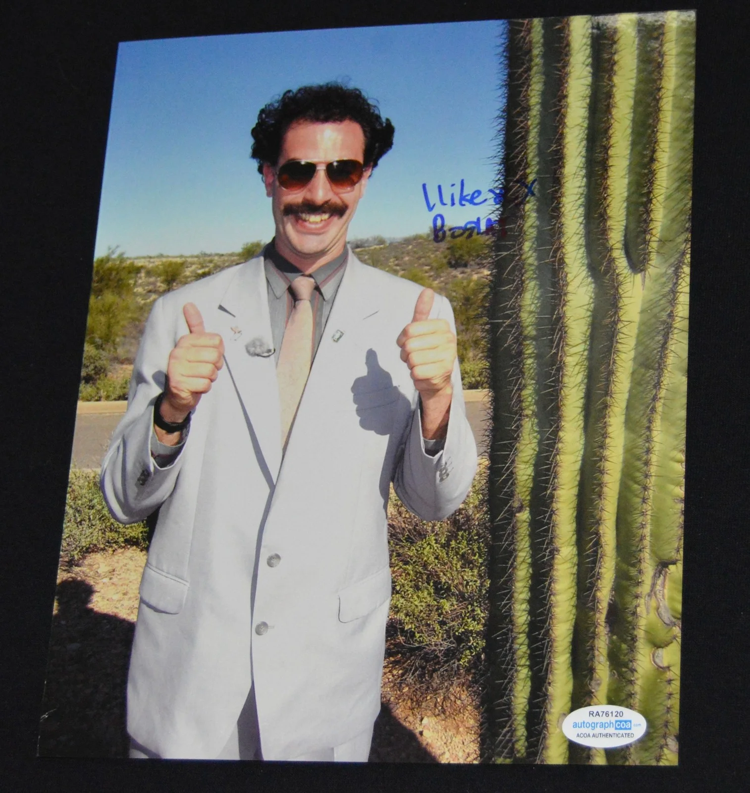 Sacha Baron Cohen — Sacha Baron Cohen Signed Borat Photo + INSCRIPTION Autograph Beckett ACOA COA
