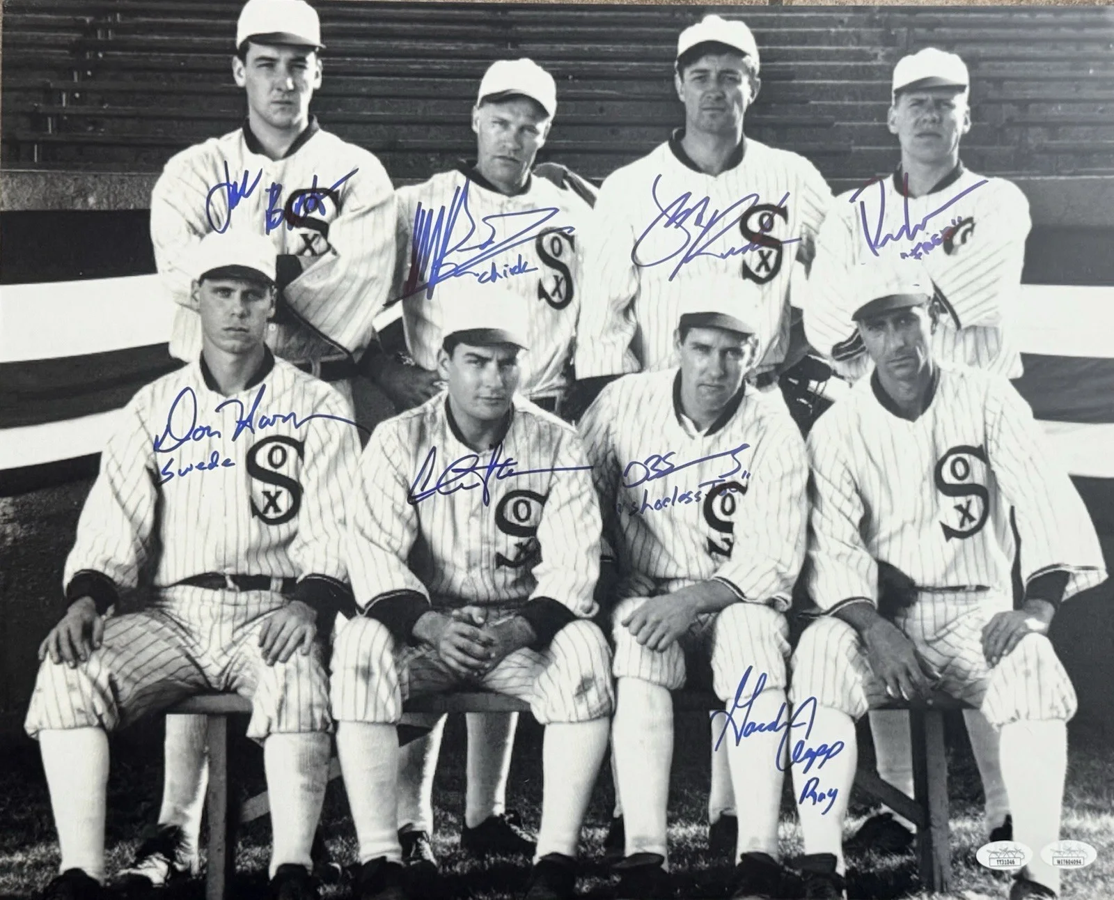 Charlie Sheen, John Cusack, Michael Rooker — Eight men out signed 16x20 SHEEN , Cusack , Rooker , DB Sweeney 4 Others JSA