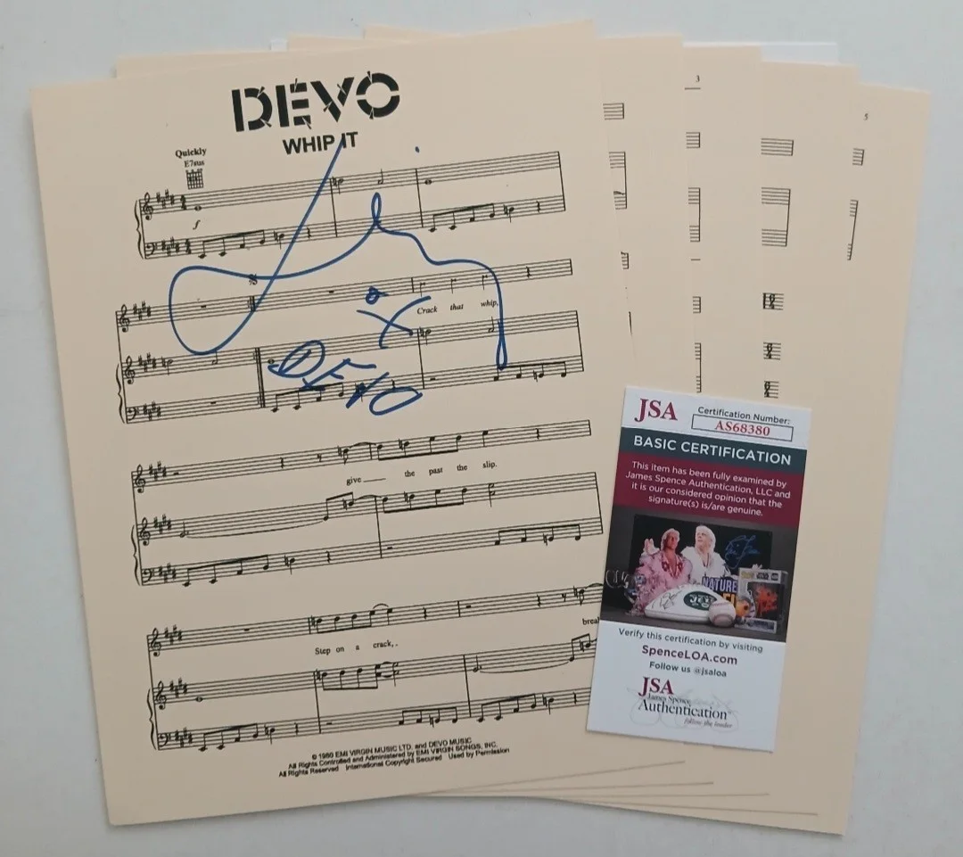 Gerald Jerry Casale Signed Devo Whip It Complete Music Sheet - JSA Autograph, image 3
