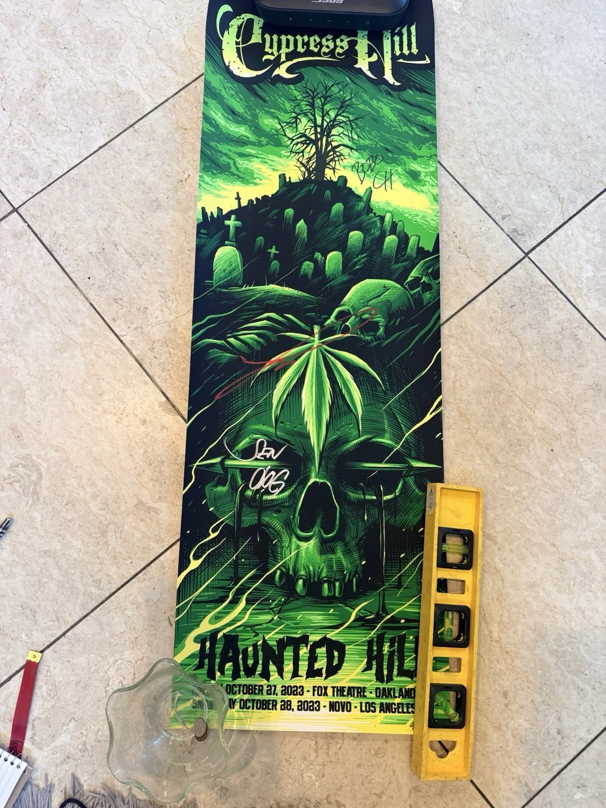 cypress hill — Cypress Hill Autographed Haunted Hill 75/100 12 W x 36 H RARE