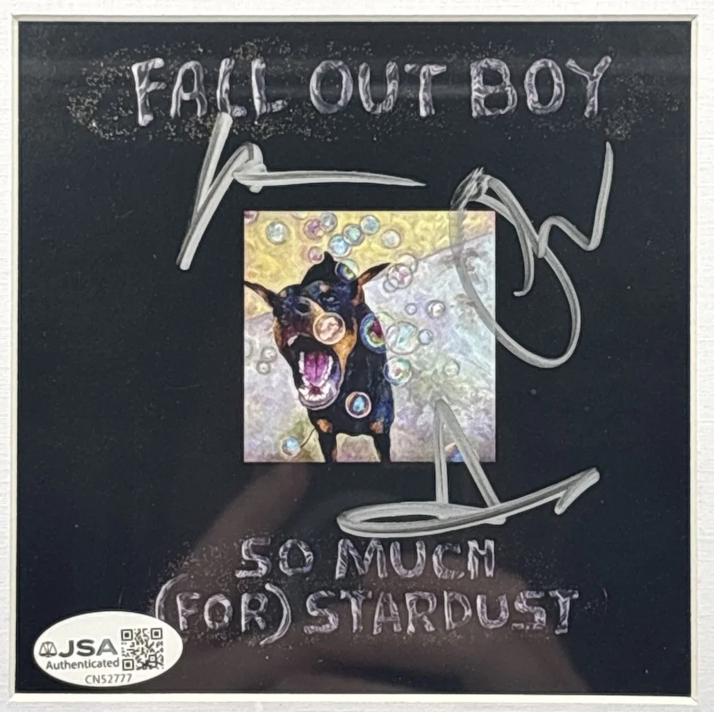 FALL OUT BOY SO MUCH STARDUST AUTOGRAPH SIGNED FRAMED MATTED CD JSA COA CN52777, image 2