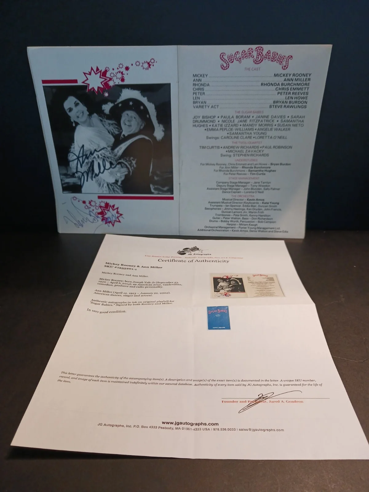 Mickey Rooney — Autographed Mickey Rooney and Ann Miller Playbill Sugar Babies