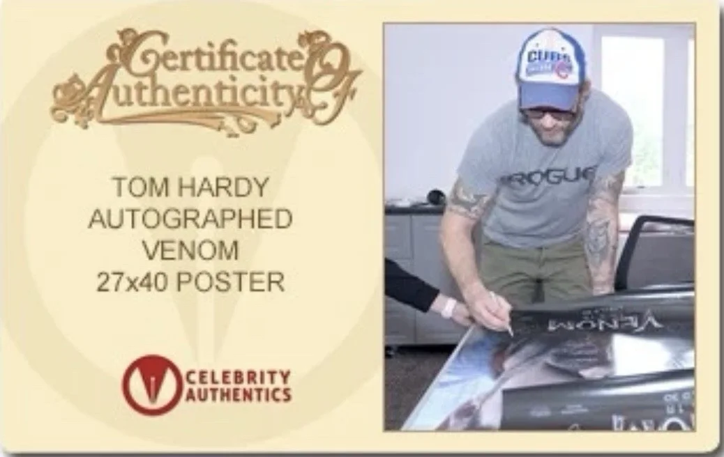 Tom Hardy — Tom Hardy Autographed 2018 Venom Original 27x40 Double-Sided Movie Poster CA COA, image 3