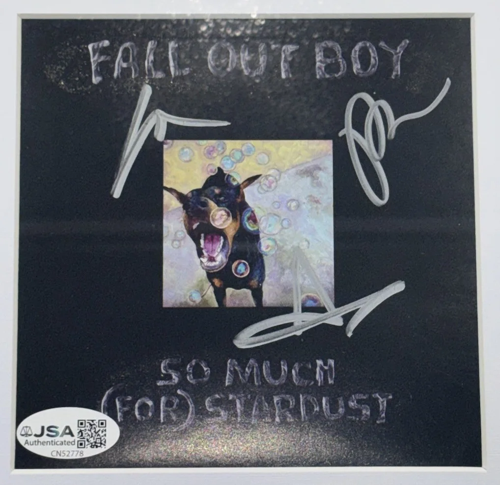 FALL OUT BOY SO MUCH STARDUST AUTOGRAPH SIGNED FRAMED MATTED CD JSA COA CN52778, image 2