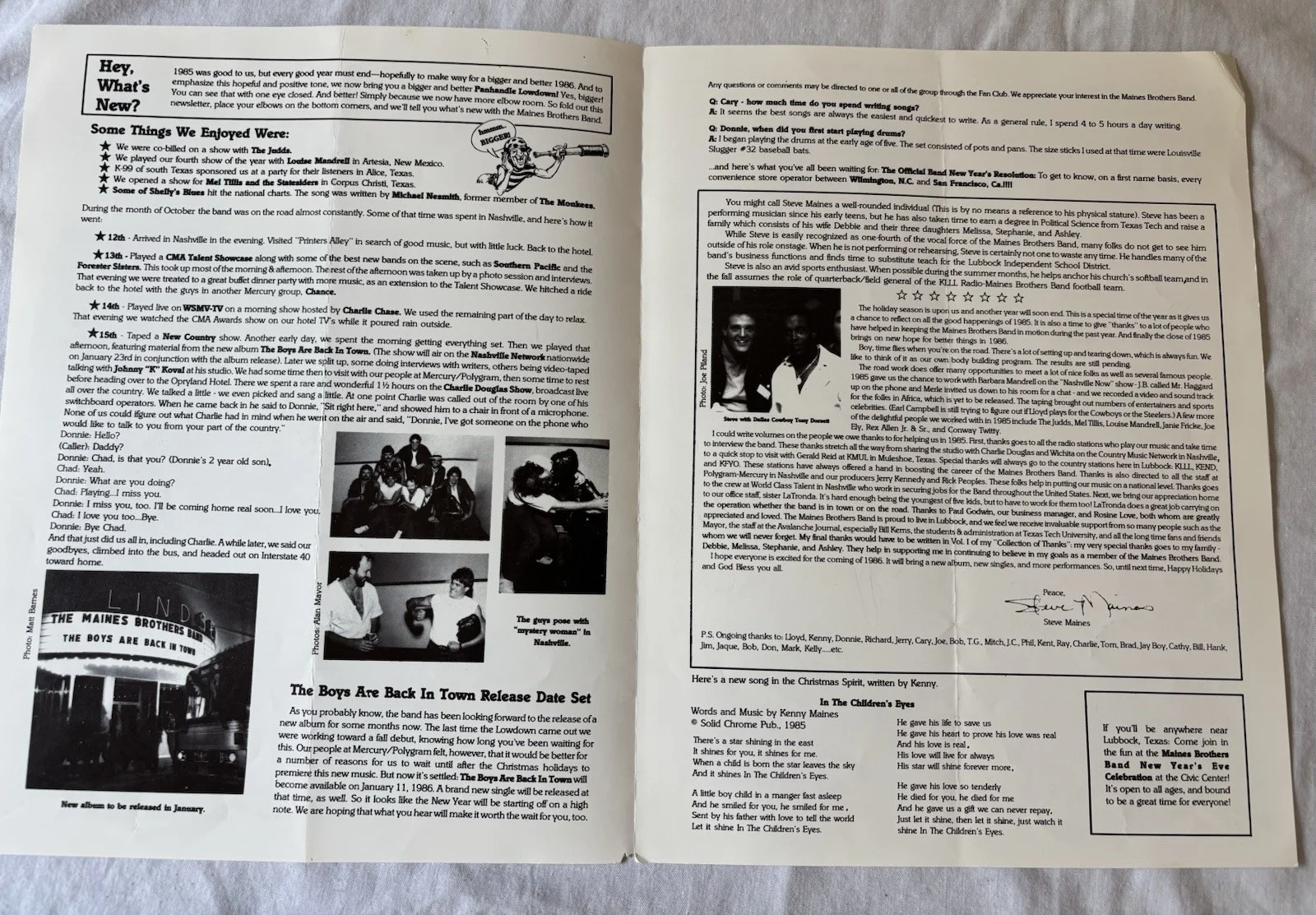 1985 The Maines Brothers Band Panhandle Lowdown Press Photo Brochure Autographs, изображение 5