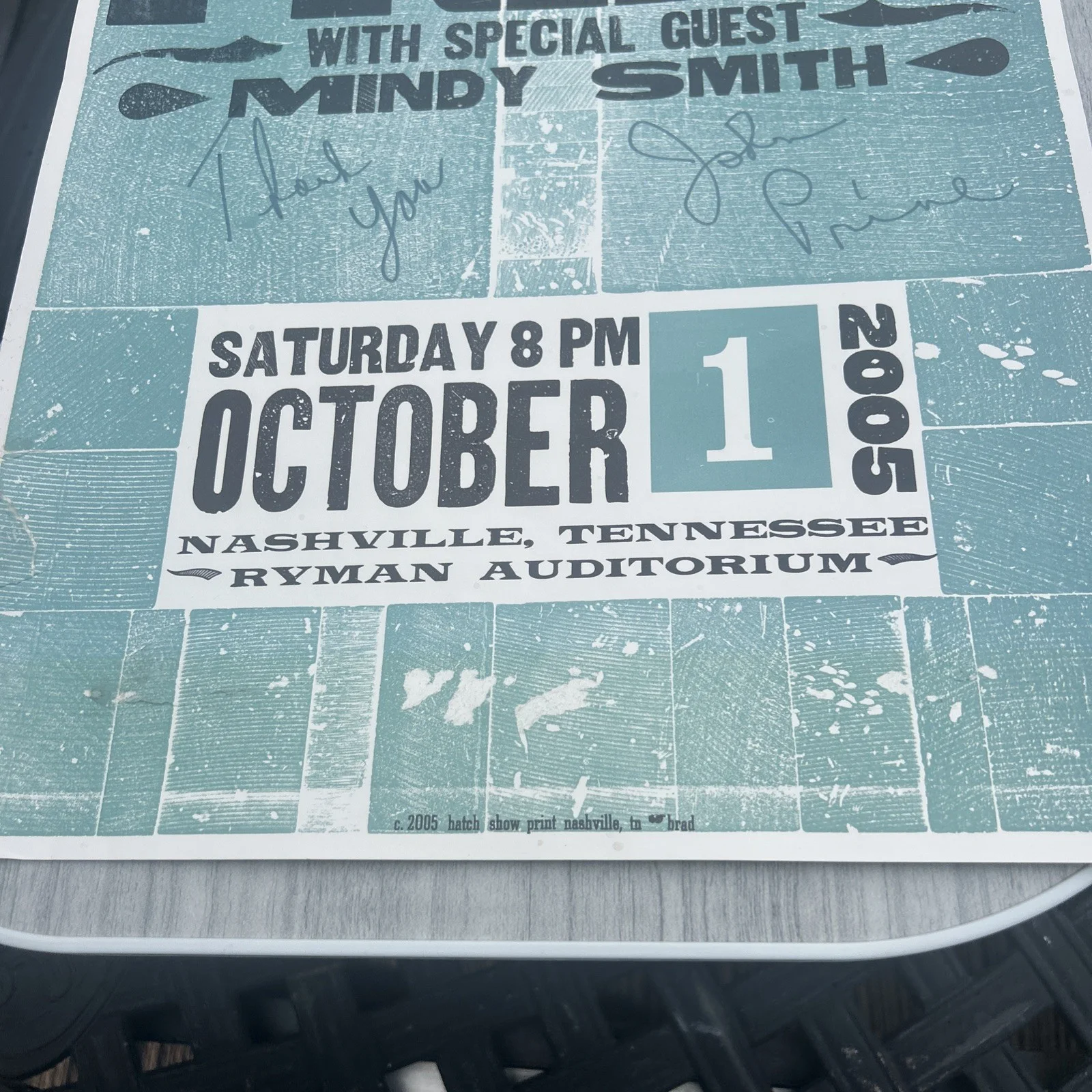 John Prine Signed, Auto. Hatch Show Print from Ryman Auditorium, 2005, Rare!, изображение 3