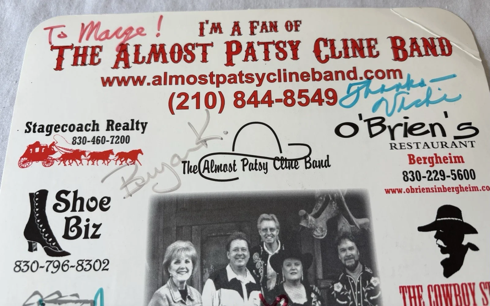 Collectible Almost Patsy Cline Band Autographed Hand Fan, image 2