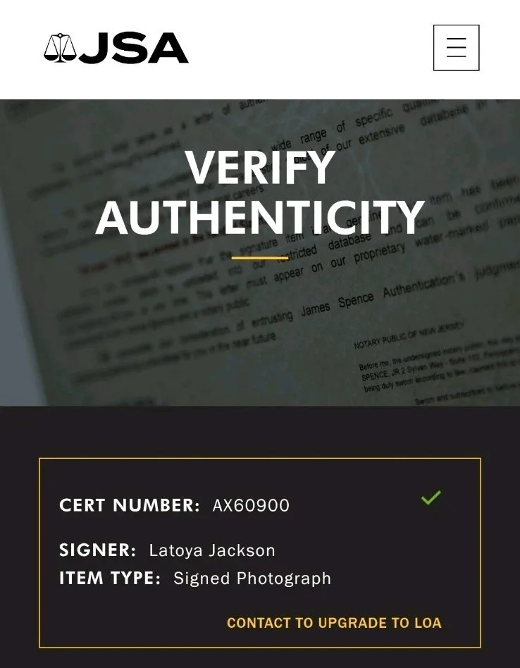 LA TOYA JACKSON SIGNED 8X10 GLOSSY PHOTO TO MICHAEL JSA COA CERT UNIVERSAL MUSIC, image 2