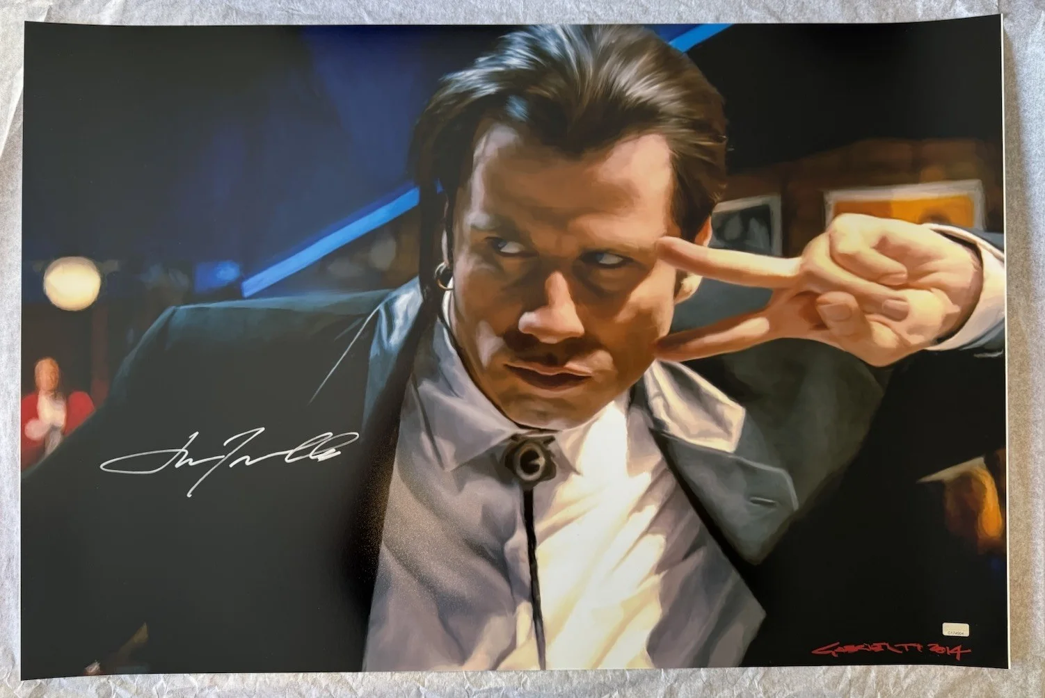 John Travolta — John Travolta Signed 20x30 Pulp Fiction Photo Vincent Vega by Gabriel Toro, изображение 2