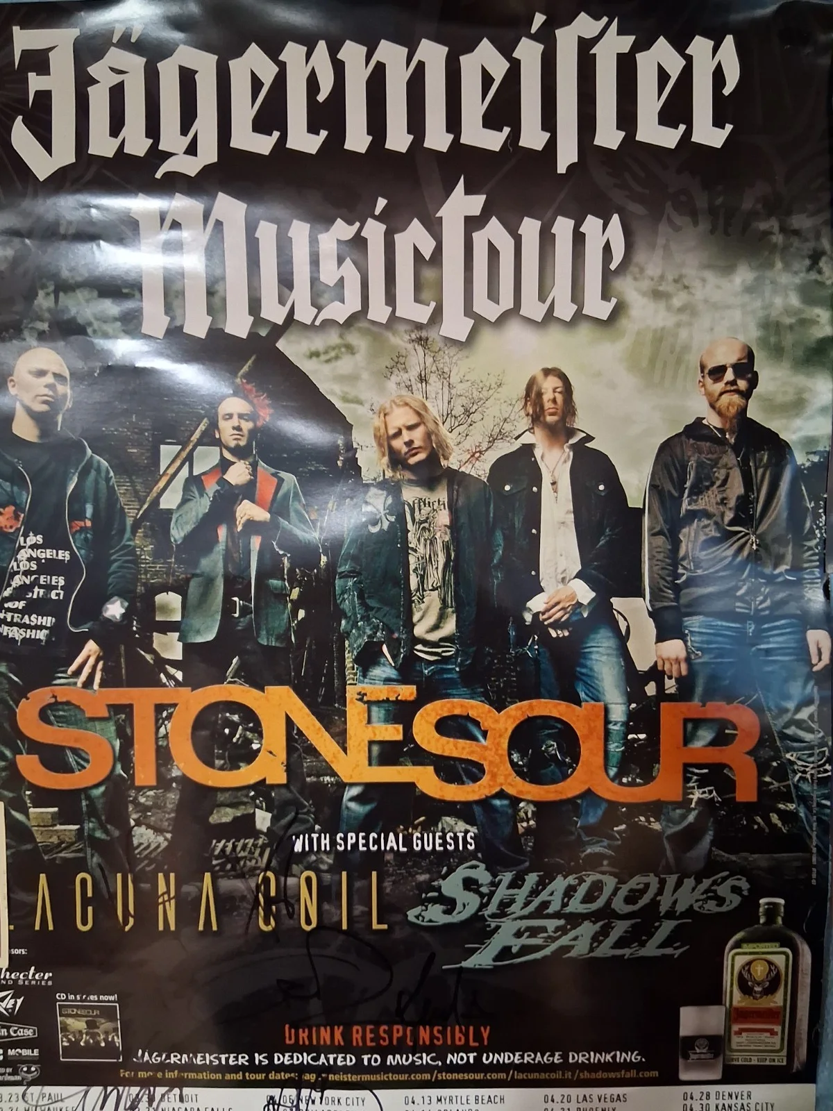 Signed Rock/Metal Band Posters Lot 24x36 Otep Epica Stone Sour Lacuna Coil, изображение 3