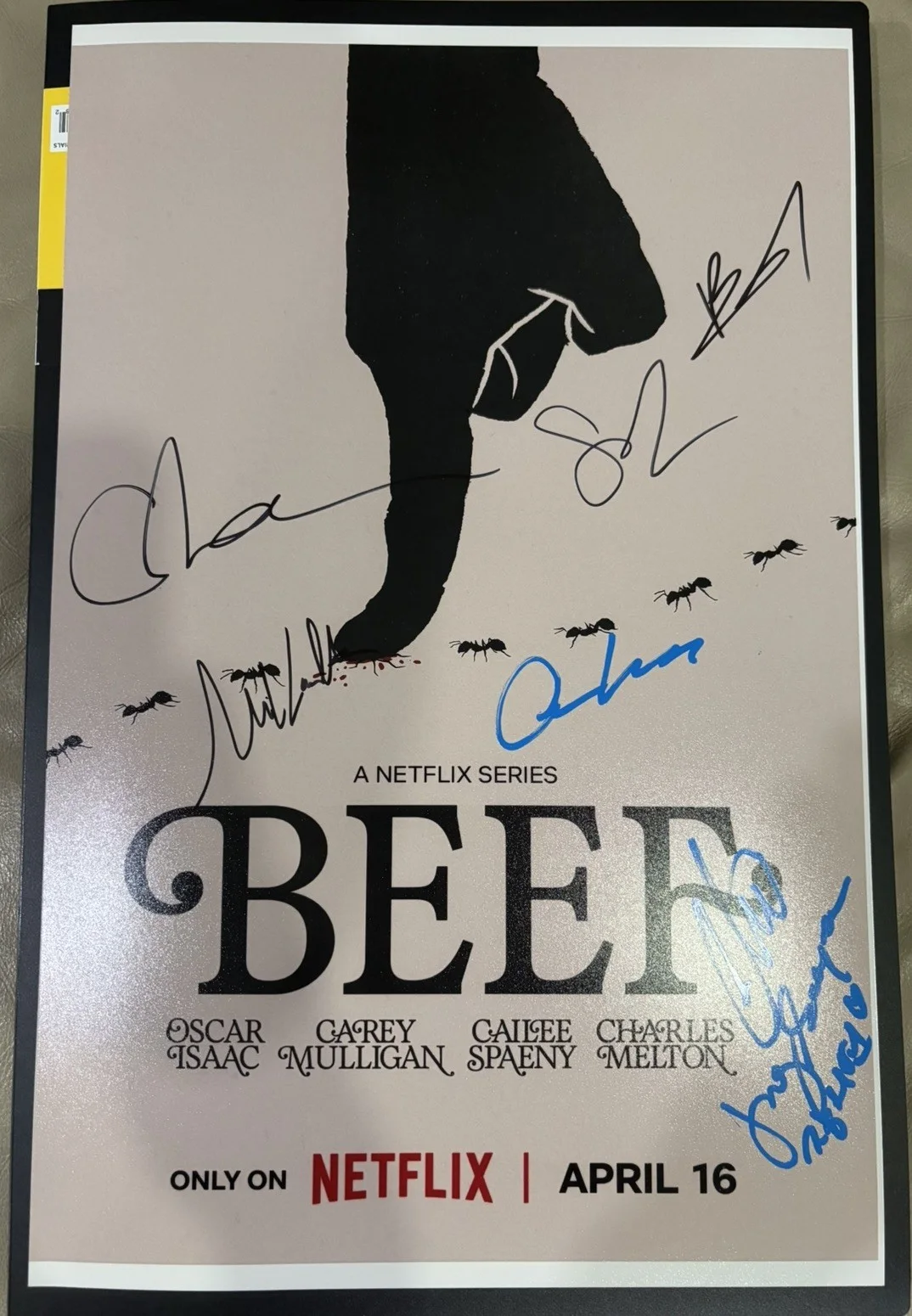 Oscar Isaac + 6x Cast Members — Beef 11x17 Photo Signed by Oscar Isaac, Carey Mulligan, Charles Melton +4 Proof