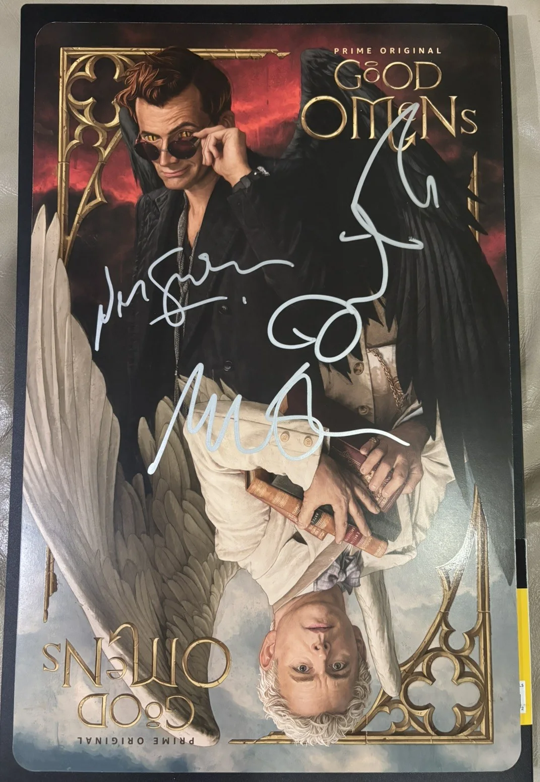 David Tennant, Michael Sheen, Neil Gaiman — Good Omens 11x17 NYCC Lithograph Signed by David Tennant, Michael Sheen, Neil