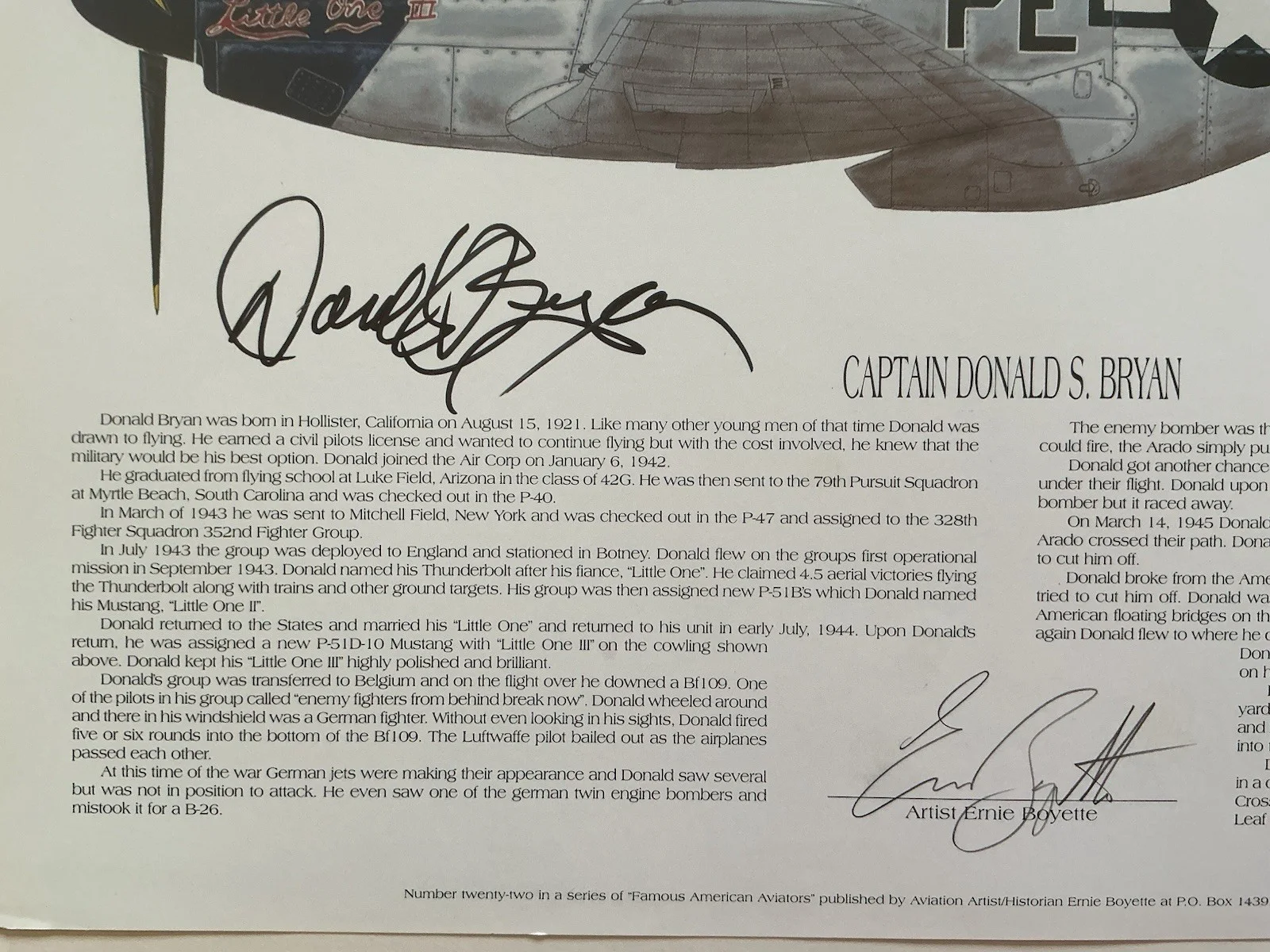 Ace Col Don Bryan Signed Print And 8 X 10 Photo, image 2