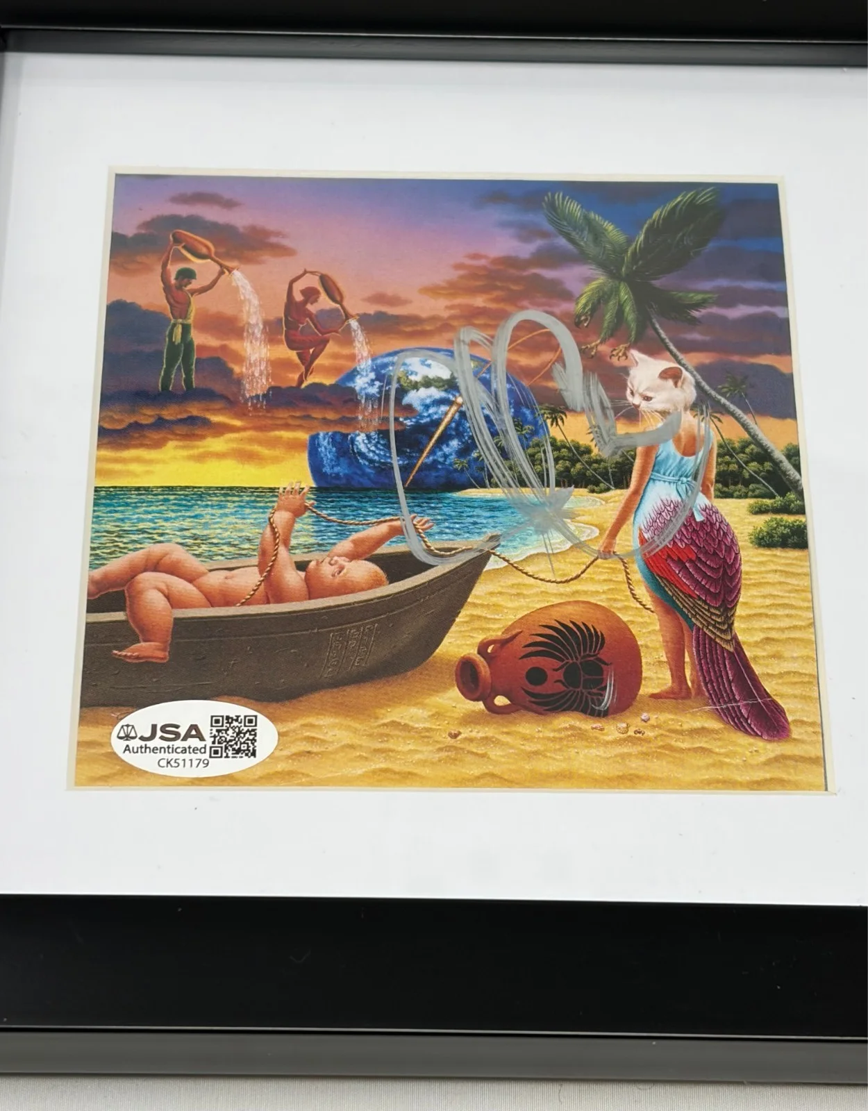 Jonathan Cain signed Journey Trial By Fire Framed CD Cover JSA COA, image 2