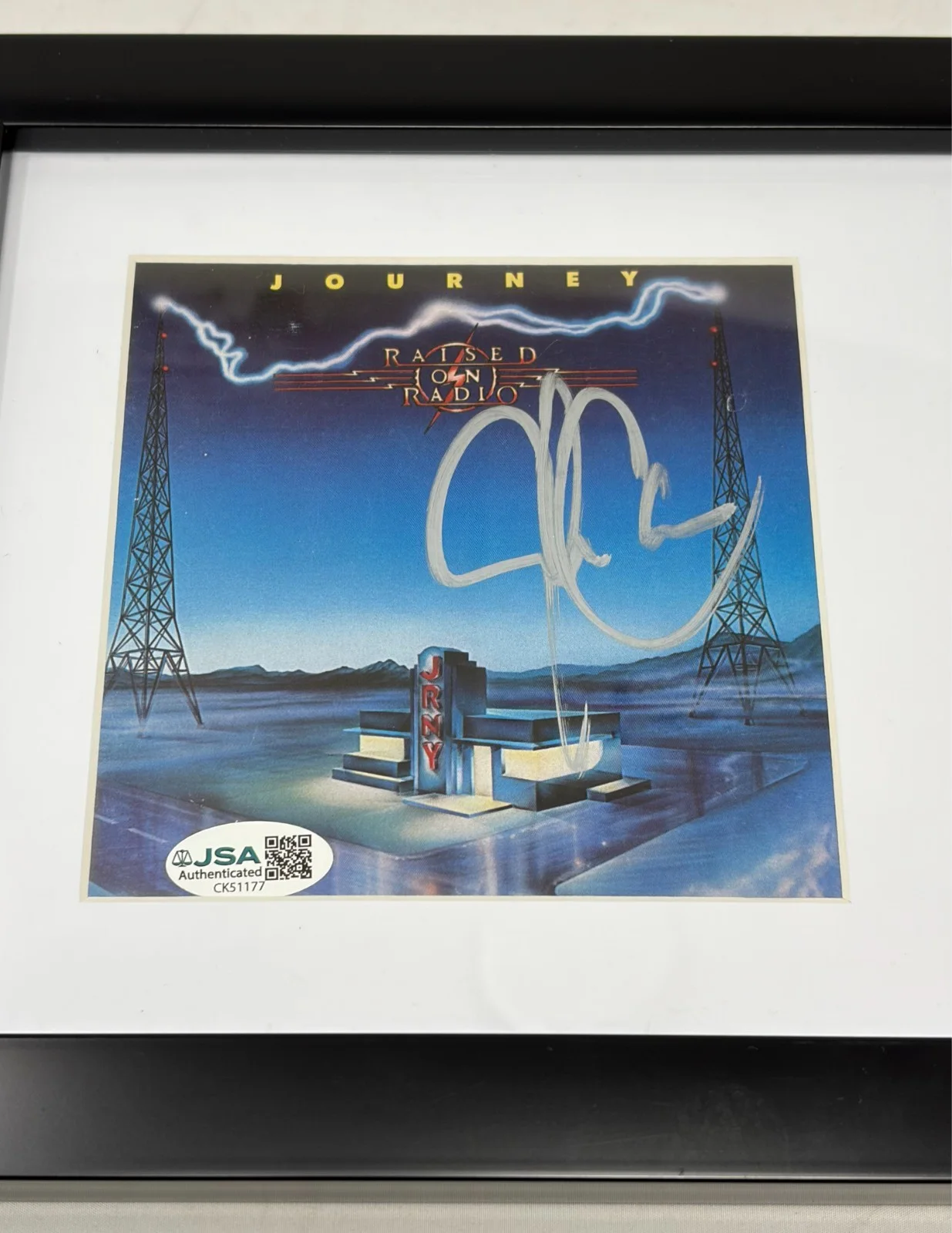 Jonathan Cain signed Journey Raised On Radio Framed CD Cover JSA COA, image 2