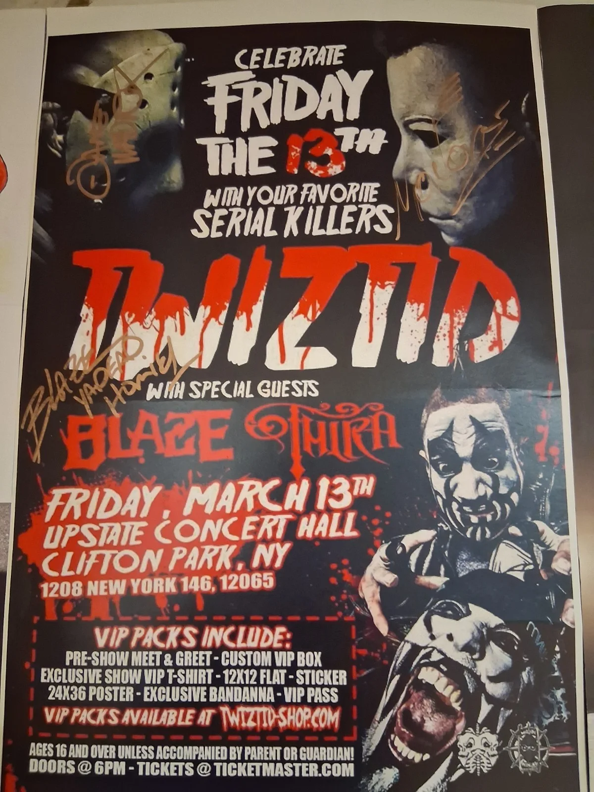Twiztid & Blaze Ya Dead Homie Signed Concert Poster Friday the 13th, изображение 3