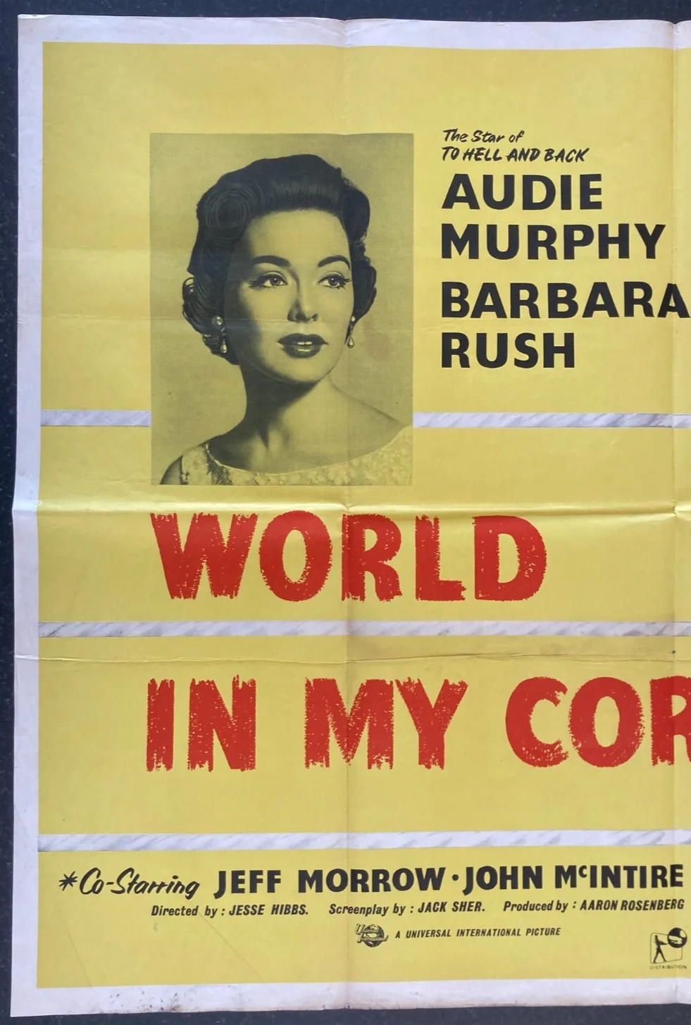 WORLD IN MY CORNER 1956 Original Cinema UK Quad Movie POSTER Audie Murphy Boxing, изображение 3