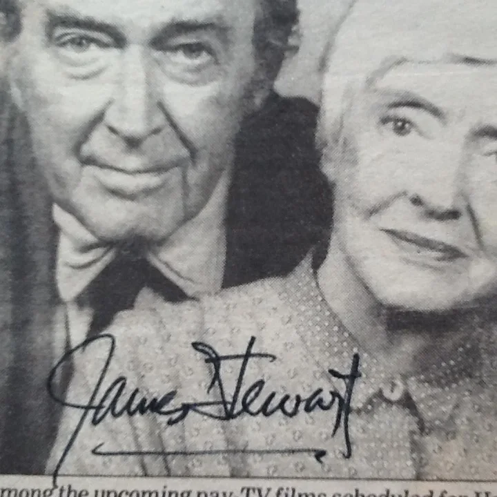 Bette Davis & James Stewart SIGNED Newspaper Photo 1983 TV Movie 2 Great Stars!, изображение 4
