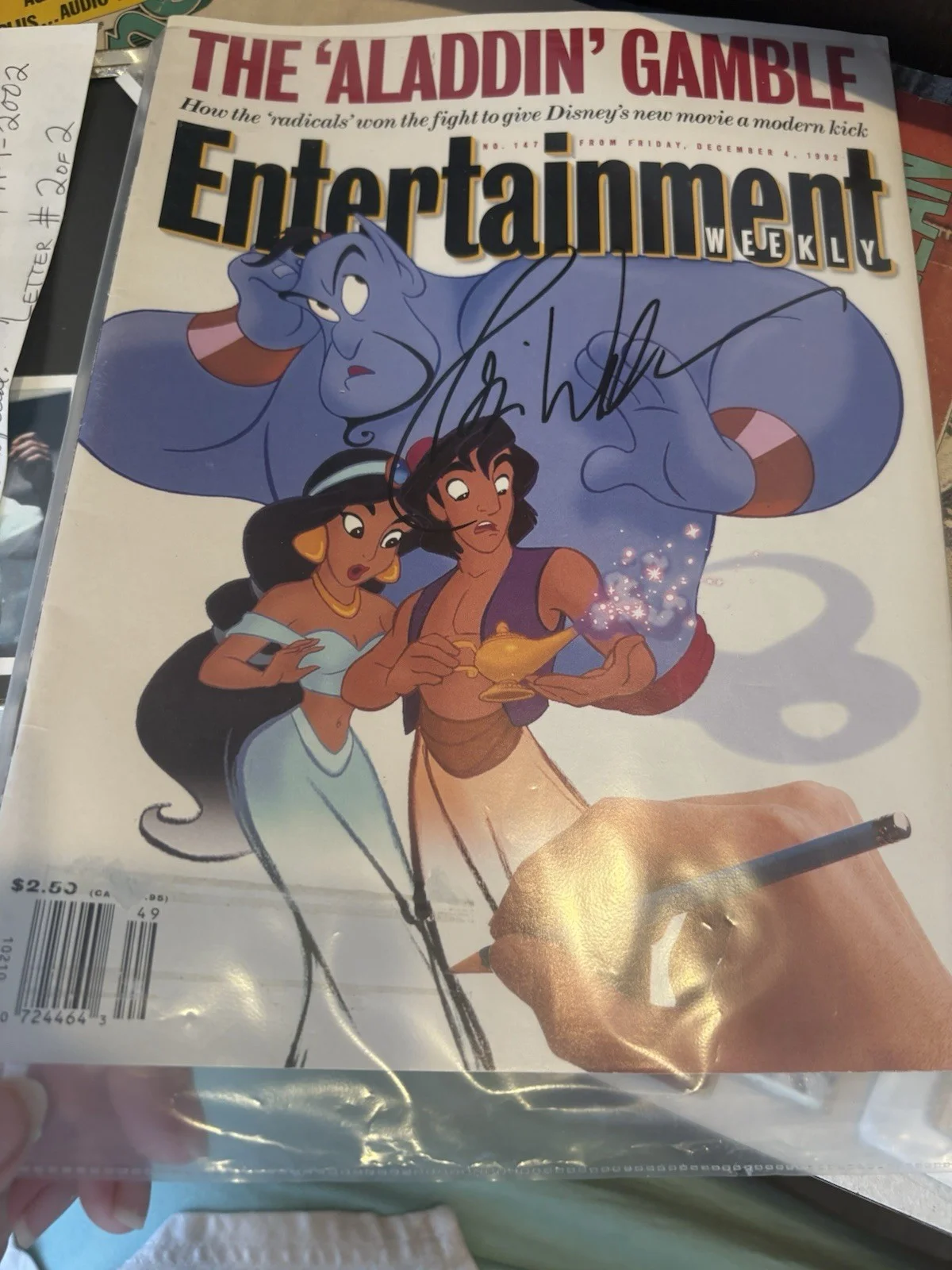 Robin Williams — Entertainment Weekly Magazine Aladdin Cover Signed by Robin Williams Original, изображение 2