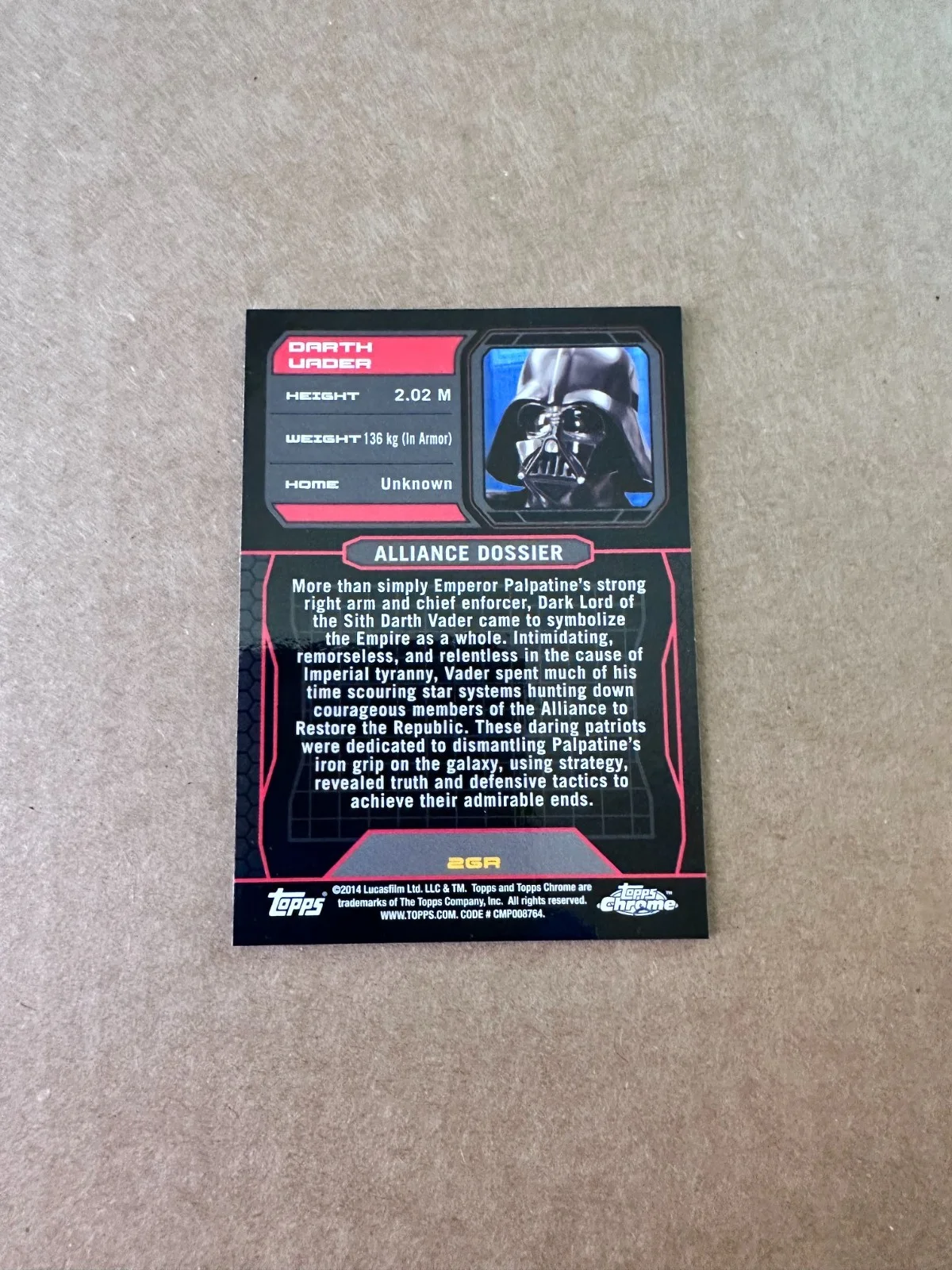 C. Andrew Nelson — C. Andrew Nelson Signed Topps Card Star Wars EpV [SE] Darth Vader Autograph, image 3