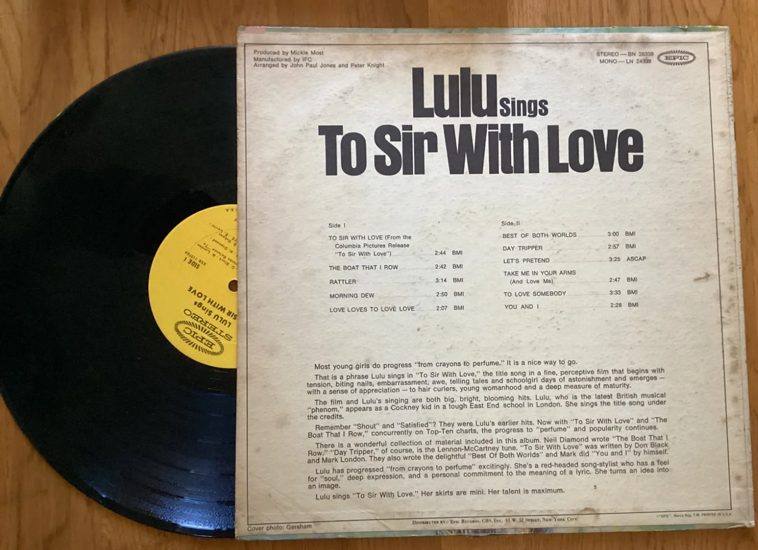 LULU AUTOGRAPHED "TO SIR WITH LOVE" 1967 MOTION PICTURE SOUNDTRACK EPIC RECORD, изображение 3
