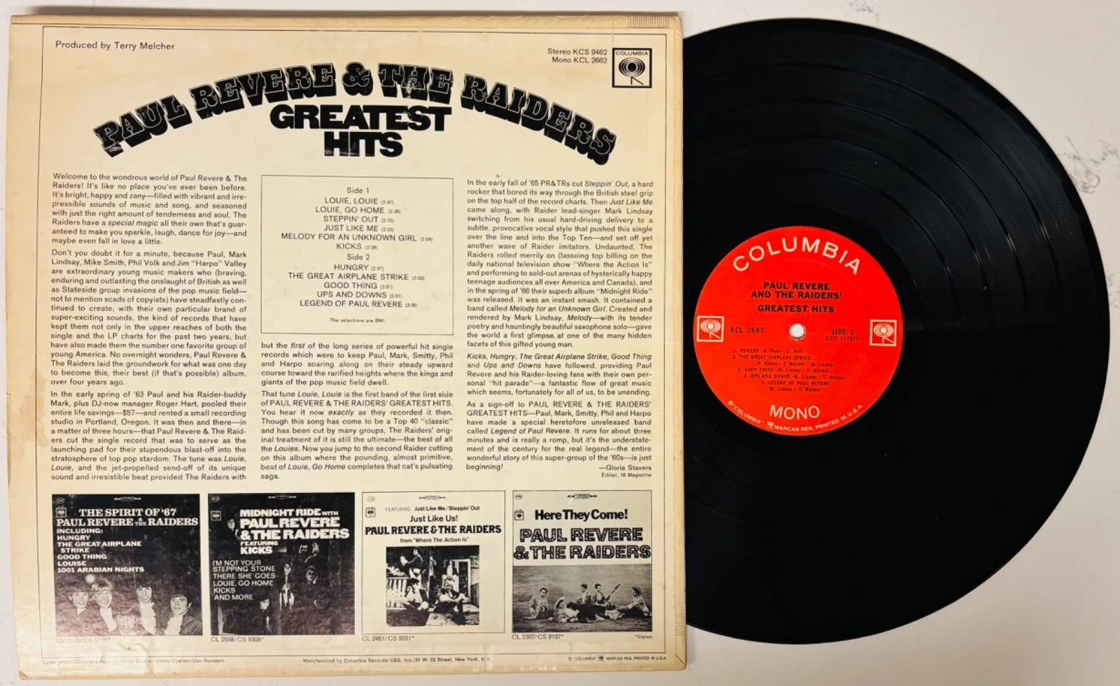 PAUL REVERE & THE RAIDERS Signed GREATEST HITS Album By Paul, Mark & Phil, изображение 2