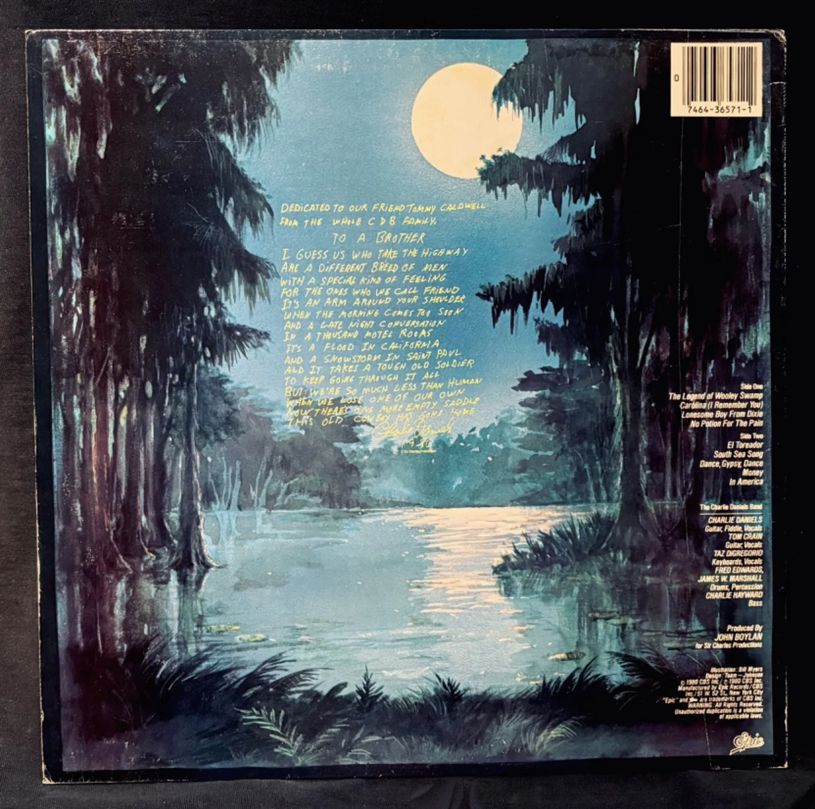 THE CHARLIE DANIELS BAND Signed FULL MOON Album By Charlie Daniels~Country Rock, изображение 3