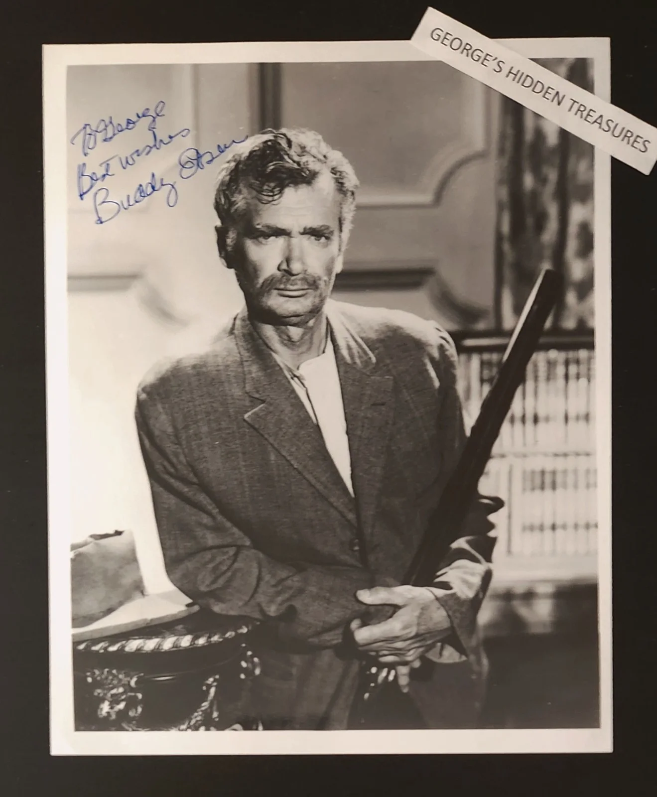 BUDDY EBSEN — BUDDY EBSEN signed autographed B&W 8x10 "BEVERLY HILLBILLIES" (rare pose)