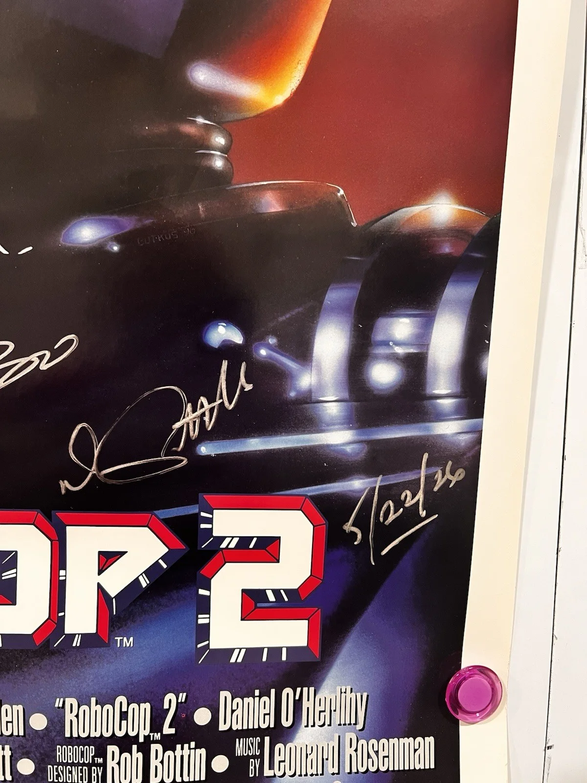 Robocop 2 Original Double Sided Movie Poster Signed W/ Quote Peter Weller JSA, изображение 3