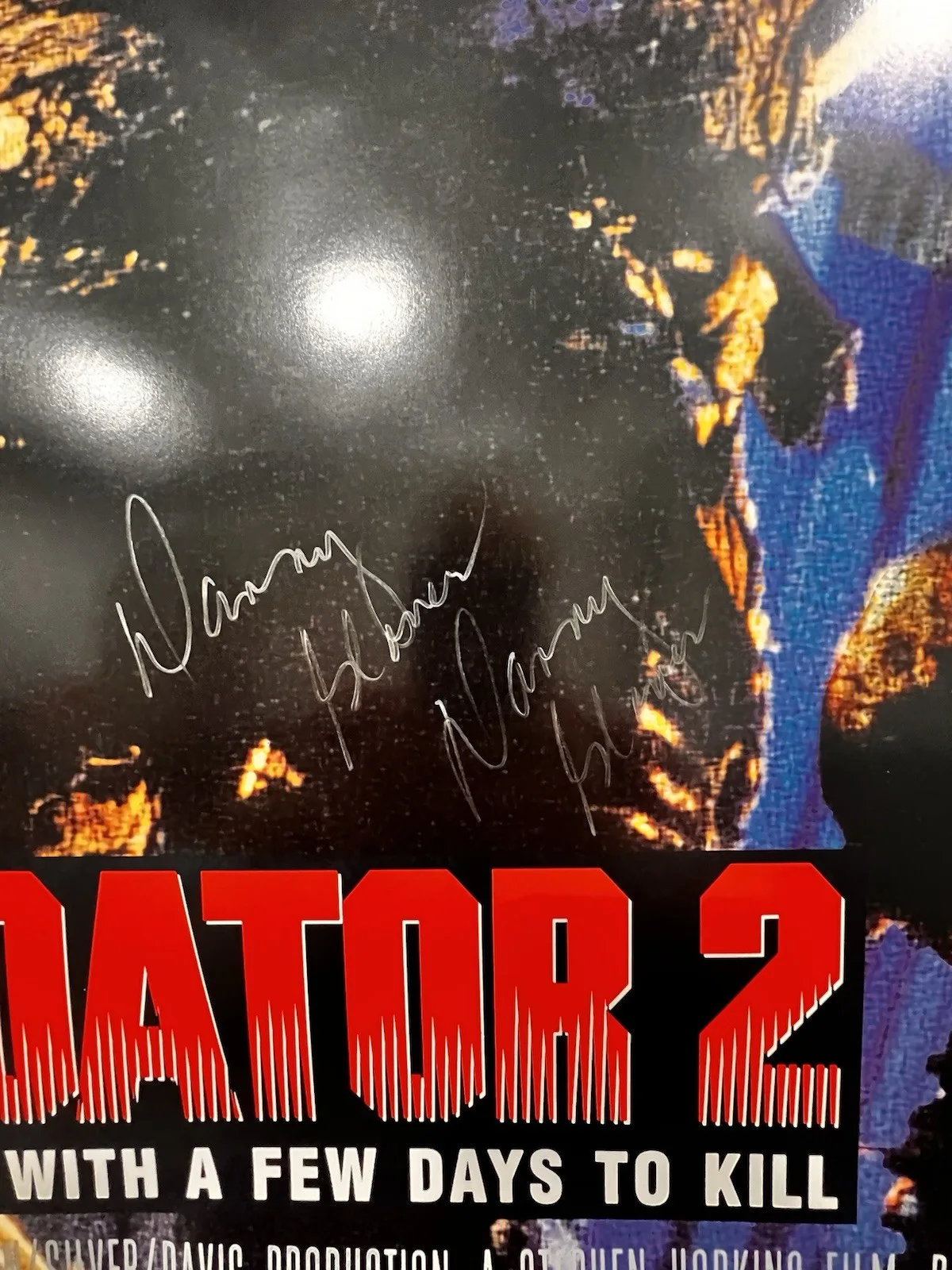 Predator 2 Double Sided 27x40 Original Movie Poster 2x Signed Danny Glover JSA, image 2