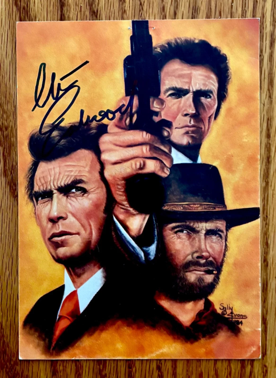 Christopher Lee — CLINT EASTWOOD Signed Sally Evans Hollywood Movie Postcard~Dirty Harry
