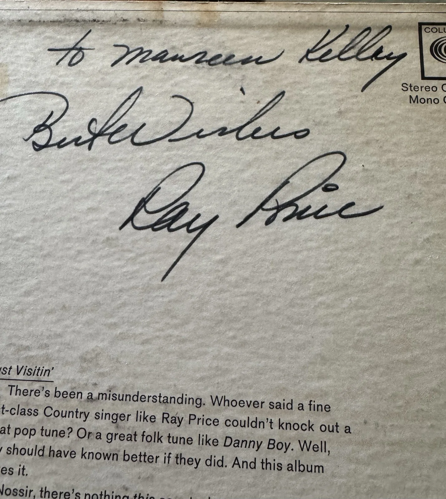 Ray Price Signed Album Cover ONLY Beckett (BAS) country music singer songwriter￼, изображение 2
