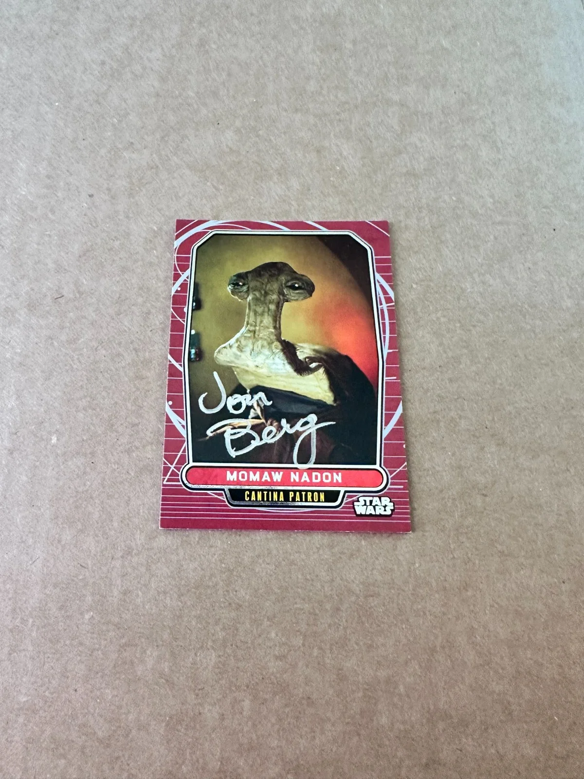 Jon Berg — Jon Berg Signed Topps Card Star Wars EpIV Momaw Nadon "Hammer Head" Autograph, изображение 2