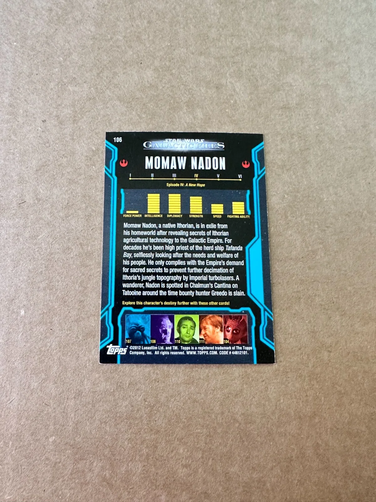 Jon Berg — Jon Berg Signed Topps Card Star Wars EpIV Momaw Nadon "Hammer Head" Autograph, изображение 3