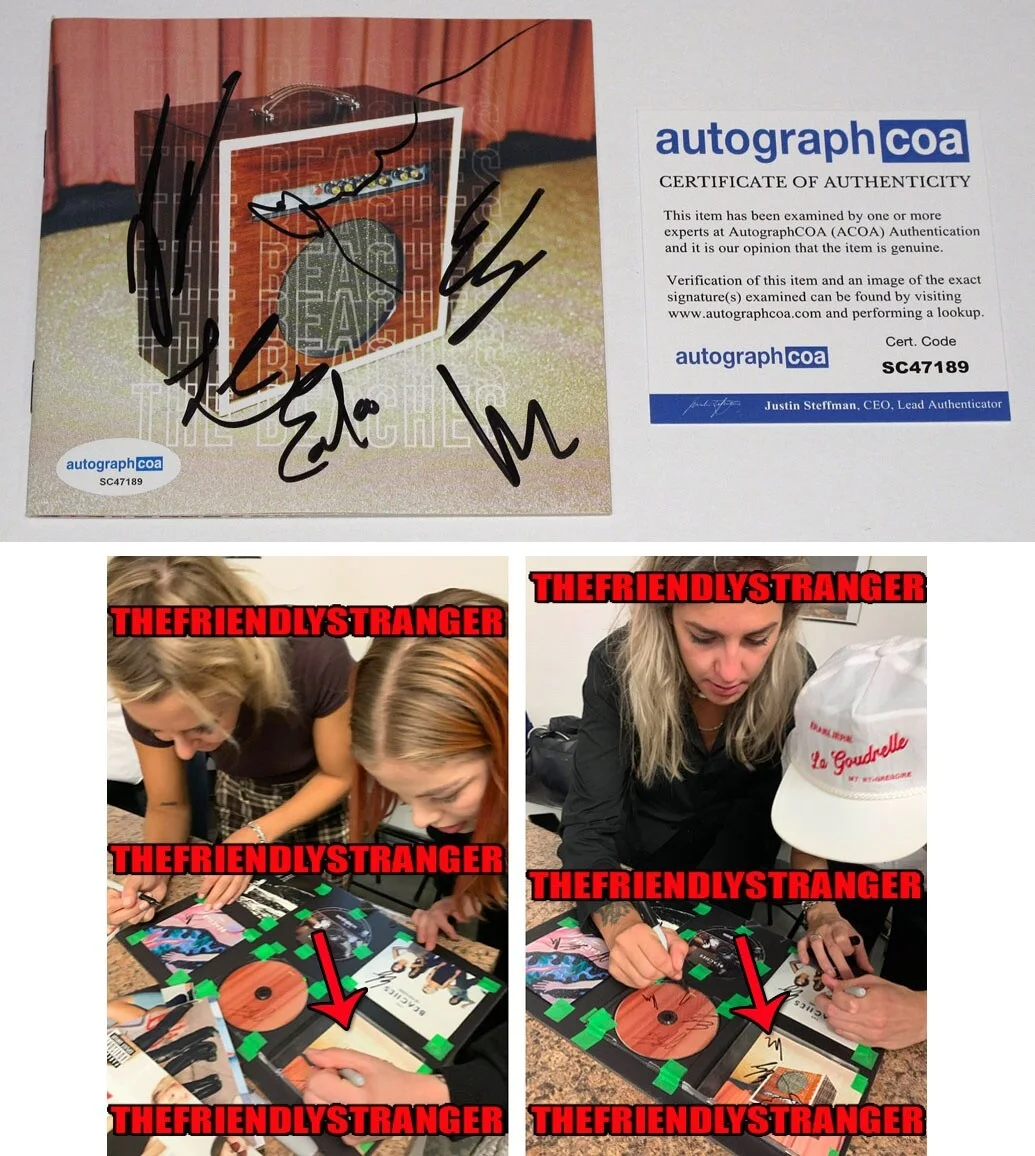 THE BEACHES — THE BEACHES Band signed "LATE SHOW" CD Booklet All 4 OFF CAMPUS Blame Brett ACOA