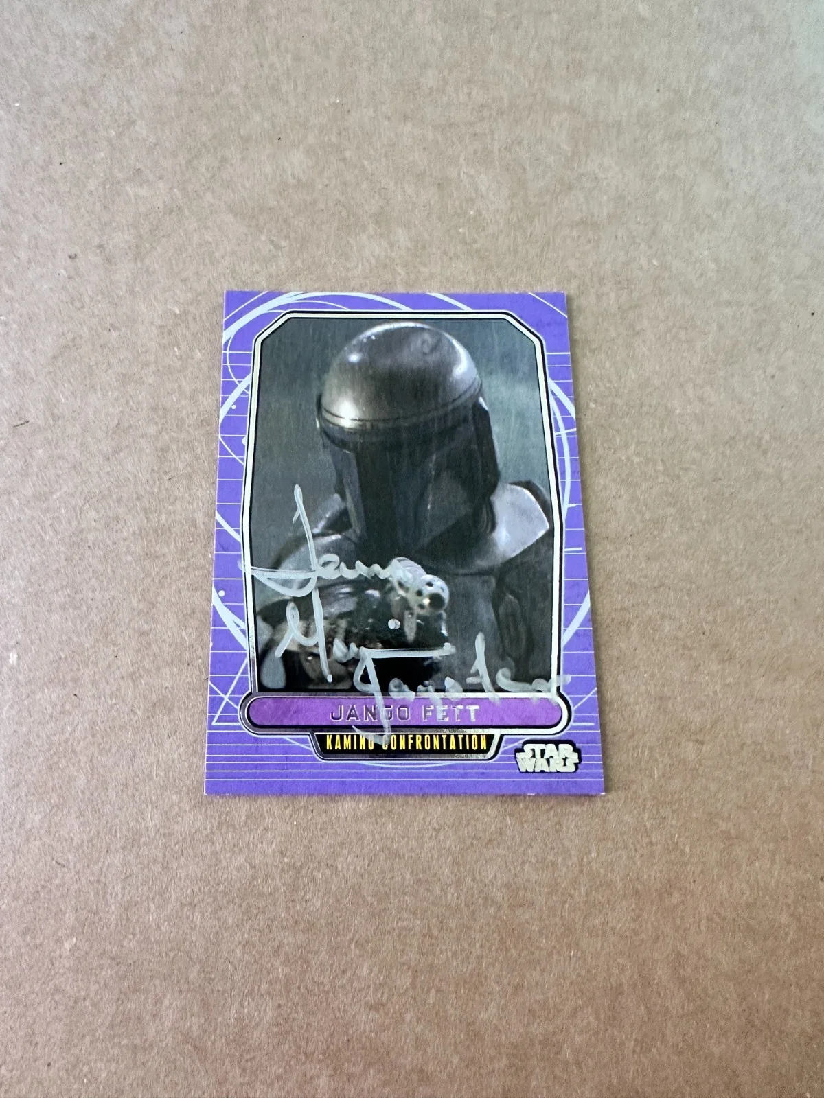 Temuera Morrison — Temuera Morrison Signed Topps Card Star Wars EpII Jango Fett Autograph [b]