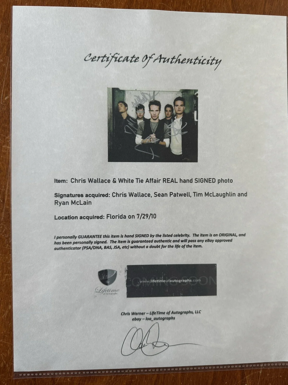 Chris Wallace Signed 8X10 Photo White Tie Affair ORIGINAL Autograph COA, изображение 2