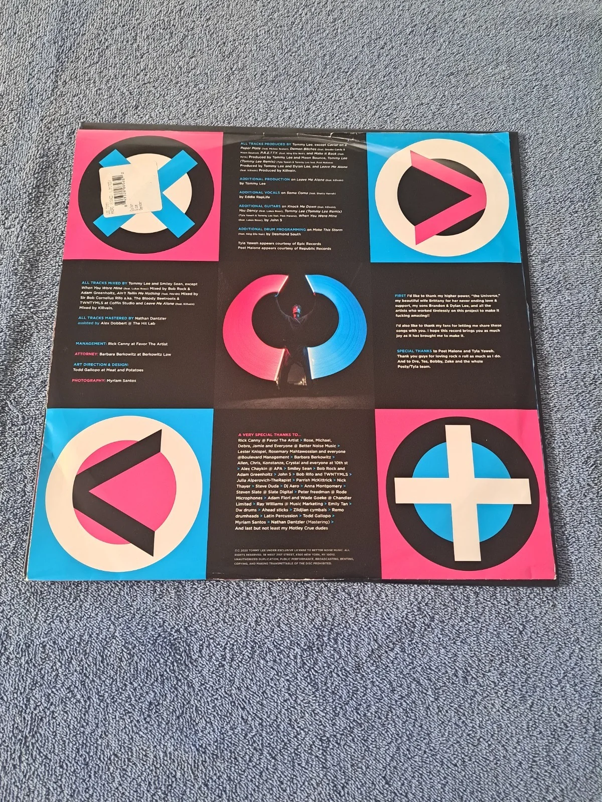 TOMMY LEE SIGNED "ANDRO" (MOTLEY CRUE) LIMITED EDITION BLUE & PINK VINYL LP JSA, image 4