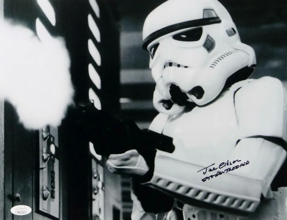 Syd Wragg — Joe Gibson Autographed 11x14 Firing Gun Photo w/ Stormtrooper - JSA Auth *Black