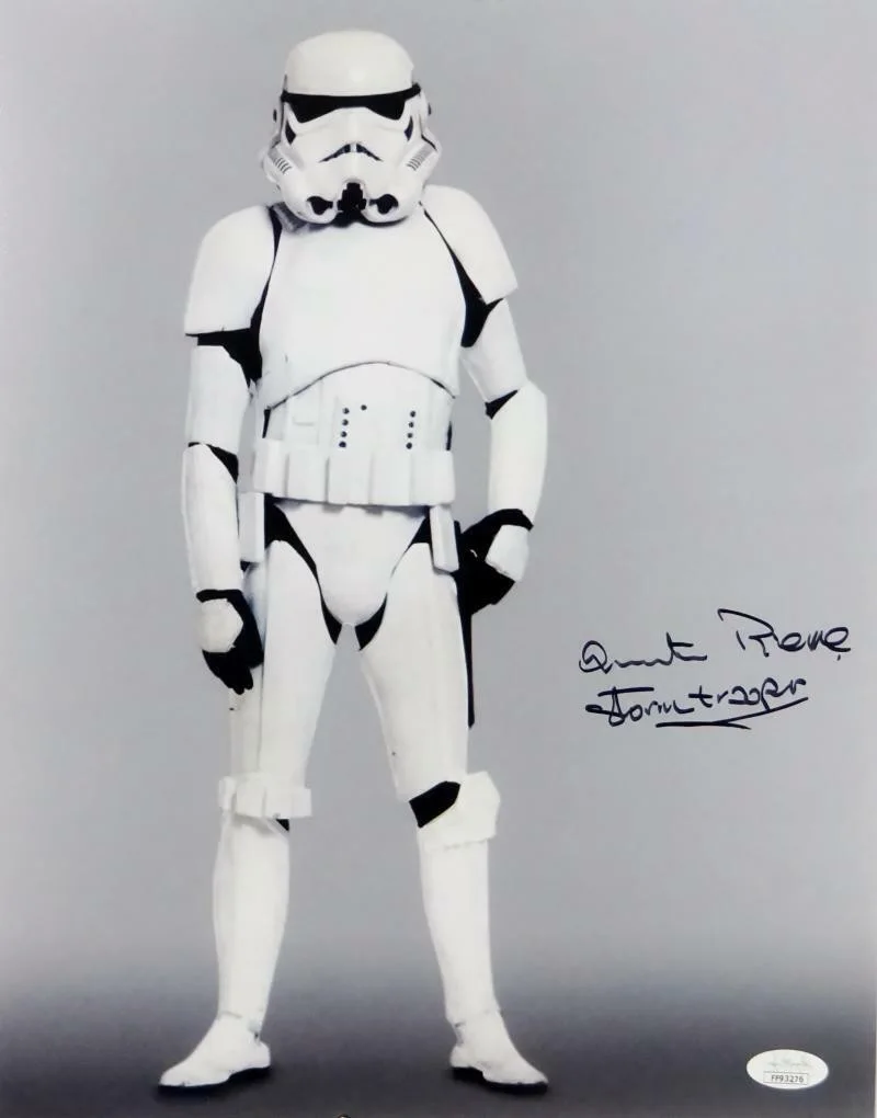 Syd Wragg — Quentin Pierre Autographed Full Body 11x14 Photo w/ Stormtrooper - JSA Auth *Blk
