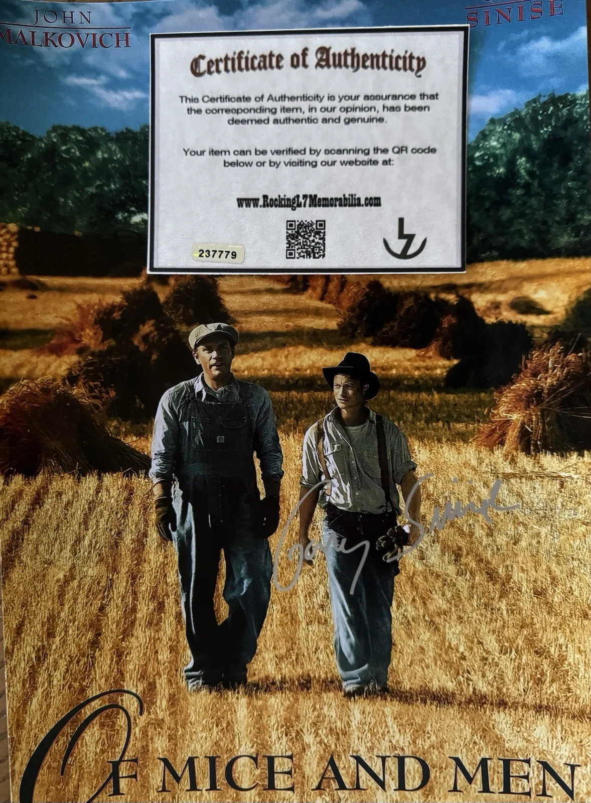 Gary Sinise — Gary Sinise signed 8.5 X 11.5 Photo Of Mice And Men COA, image 2