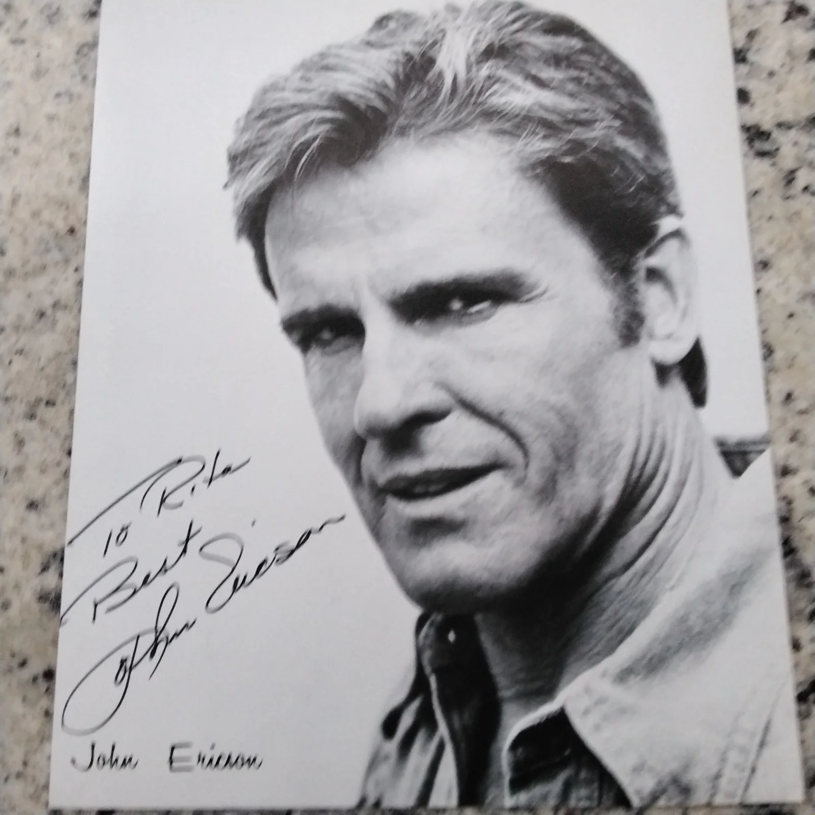 John Ericson SIGNED Photo Movie TV Actor Rhapsody 7 Faces of Dr Lao Honey West, изображение 2