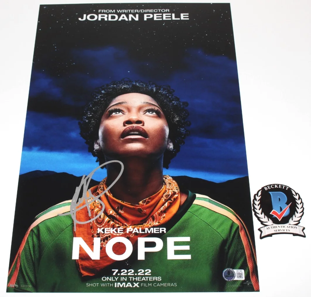 KEKE PALMER SIGNED 'NOPE' 12x18 MOVIE POSTER 2 ACTRESS AUTOGRAPH BECKETT BAS COA, изображение 2
